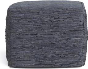 img 2 attached to 🔵 SimpliHome Fredrik Square Pouf, Dark Blue Leather Upholstered Footstool for Living Room, Bedroom, Kids Room - Transitional Boho Style
