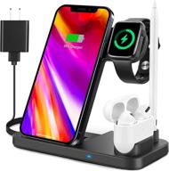 convenient 4 in 1 wireless charging station for apple: fast charger stand for apple watch se 6 5 4 3 2, airpods pro, pencil and iphone 12, 11, xs max, xr logo