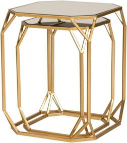 img 3 attached to 🌿 Glitzhome Set of 2 Nesting Coffee Tables: Decorative Accent Side End Tables - Perfect for Bedroom, Living Room, Home Office, and Patio | Plant Stand Chair