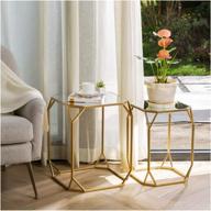 🌿 glitzhome set of 2 nesting coffee tables: decorative accent side end tables - perfect for bedroom, living room, home office, and patio | plant stand chair logo