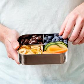 img 2 attached to 🍱 Compact Quad Snack Container: Stainless Steel Divided LunchBots - Ideal for Finger Foods On the Go with Four Convenient Sections - Eco-Friendly, Dishwasher Safe Design with Stainless Lid