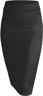 women's bodycon midi knee length pencil skirt with elastic waist for office - made in usa by made by johnny logo