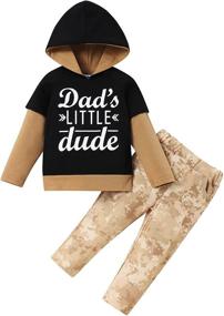 img 4 attached to Adorable TUEMOS Toddler Boy Outfit Set: Straight Outta Time Out Letter Sweatshirt Top + Camouflage Pants