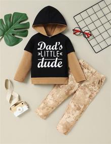 img 2 attached to Adorable TUEMOS Toddler Boy Outfit Set: Straight Outta Time Out Letter Sweatshirt Top + Camouflage Pants