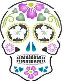 img 4 attached to Day Dead Sugar Skull Stencil Painting, Drawing & Art Supplies