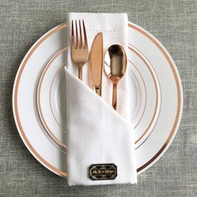 img 1 attached to 🍽️Набор посуды JL Prime 300 Rose Gold Plastic Silverware Set - премиум одноразовые столовые приборы для вечеринки и свадьбы