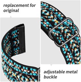 img 2 attached to 🌈 UHKZ 4 Pack Elastic Nylon Bands for Fitbit Versa 3/Fitbit Sense - Adjustable Stretchy Fabric Sport Band for Women and Men - Black, Leopard, Boho Green, Boho Rainbow