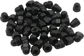 img 2 attached to 🔩 Antrader M6 Thread Dia Acorn Cap Head Dome Hex Nuts - Pack of 50, Nickel Plated Carbon Steel, Flat Black Finish