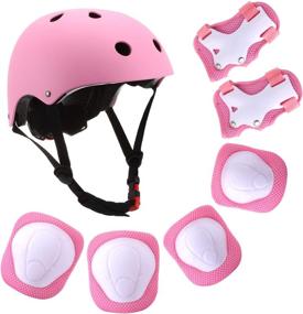 img 4 attached to 🛡️ Adjustable Protective Gear Set for Kids, Including Helmet, Knee Elbow Pads, and Wrist Guards. Suitable for 3-8 Years Toddler Boys and Girls. Ideal for Roller Skating, Skateboarding, Scooter Riding, Cycling, and Biking.
