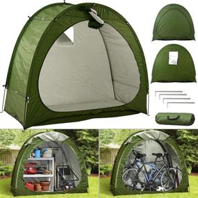 img 4 attached to 🚲 AFLIFLI Bike Cover Storage Tent: Ultimate Outdoor Shelter for Camping, Upgraded 210D Silver Coated Oxford Cloth Bicycle Shed with Window Design - Portable and Foldable Pool Tool Organizer
