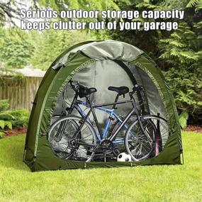 img 3 attached to 🚲 AFLIFLI Bike Cover Storage Tent: Ultimate Outdoor Shelter for Camping, Upgraded 210D Silver Coated Oxford Cloth Bicycle Shed with Window Design - Portable and Foldable Pool Tool Organizer