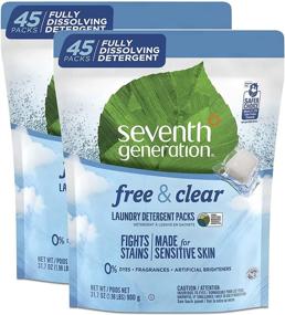 img 4 attached to Seventh Generation Free & Clear Laundry Detergent Packs - 🧺 90 Loads (2 Pouches, 45 Count Each) - Gentle yet Powerful Cleaning