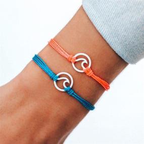 img 1 attached to 💦 Waterproof Aqua and White Enamel Wave Bracelet - Adjustable Band by Pura Vida