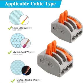 img 1 attached to 🔌 BESUNTEK Wire Connector Terminal Block PCT-213: Compact, Push Butt Joint Cable Connector, 50 Pack