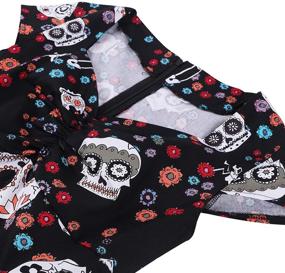 img 2 attached to 👗 Oten Women's Vintage Swing Dress: Halloween Retro Polka Dot Rockabilly Style with a Sugar Skull Twist – Perfect for Cocktail Parties and Cap Sleeve Sophistication