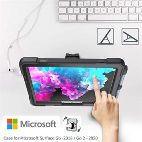 img 3 attached to 🔒 ZenRich Чехол для Surface Go 2 2020 - Прочный ударопрочный чехол с держателем для пера, подставкой, ремешком на руку и плечевым ремнем для Surface Go 2 2020 / Surface Go 10'' 2018 - Черный.