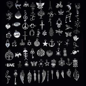 img 1 attached to ✨ 80-Piece Pack of VIDRIO Wicca Charms Pendants - Silver Craft Supplies for Jewelry Making. Tibetan Accessories for DIY Bracelets, Necklaces & More