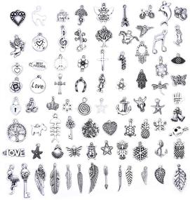 img 2 attached to ✨ 80-Piece Pack of VIDRIO Wicca Charms Pendants - Silver Craft Supplies for Jewelry Making. Tibetan Accessories for DIY Bracelets, Necklaces & More