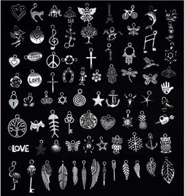 img 3 attached to ✨ 80-Piece Pack of VIDRIO Wicca Charms Pendants - Silver Craft Supplies for Jewelry Making. Tibetan Accessories for DIY Bracelets, Necklaces & More