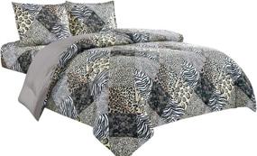 img 3 attached to WPM WORLD PRODUCTS MART 3-Piece Animal Print Comforter Set with Pillow Sham, Black White Grey Leopard Zebra Giraffe, Jungle Forest Theme Design for King Size Bedding- Safari (Black, King)