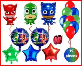 img 2 attached to 🎉 Ultimate PJ Masks Themed Party Supplies: 19PCS Balloons Set for Colorful Birthday Bash, Baby Shower & More! Catboy, Owlette, Gekko Heroes Included!