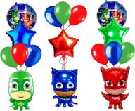 🎉 ultimate pj masks themed party supplies: 19pcs balloons set for colorful birthday bash, baby shower & more! catboy, owlette, gekko heroes included! logo