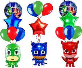 img 4 attached to 🎉 Ultimate PJ Masks Themed Party Supplies: 19PCS Balloons Set for Colorful Birthday Bash, Baby Shower & More! Catboy, Owlette, Gekko Heroes Included!