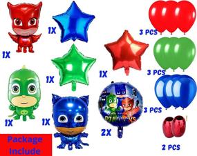 img 3 attached to 🎉 Ultimate PJ Masks Themed Party Supplies: 19PCS Balloons Set for Colorful Birthday Bash, Baby Shower & More! Catboy, Owlette, Gekko Heroes Included!