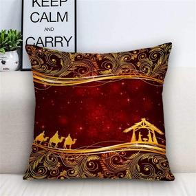 img 3 attached to 🎄 Batmerry Set of 2 Merry Christmas Decorative Pillow Covers 18x18 inch – Elegant and Festive Wise Men Golden Star of Bethlehem Design, Double Sided Throw Pillow Covers for Sofa Cushion – Holiday Home Décor