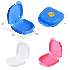 img 2 attached to AMHDV Orthodontic Retainer Case (3pcs) - Vent Holes, Cute Mouthguard Container for Dental Aligners - with Aligner Removal Tool and Brush - 01 Flower Design