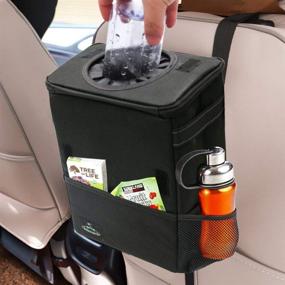 img 4 attached to 🚗 Эффективно и удобно: Freesooth мусорное ведро для автомобиля - водонепроницаемое ведомое ведро с переворачиваемой крышкой и карманами для хранения - складной ведомой мешок для мусора в автомобиле.