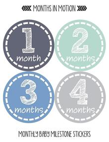 img 3 attached to Months in Motion Baby Monthly Stickers for Newborn Boys - Capture Precious Milestones (12 Count)