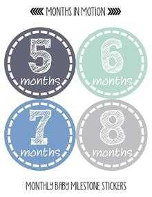 img 2 attached to Months in Motion Baby Monthly Stickers for Newborn Boys - Capture Precious Milestones (12 Count)