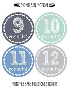 img 1 attached to Months in Motion Baby Monthly Stickers for Newborn Boys - Capture Precious Milestones (12 Count)