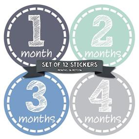 img 4 attached to Months in Motion Baby Monthly Stickers for Newborn Boys - Capture Precious Milestones (12 Count)