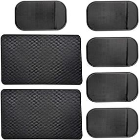 img 4 attached to 🕶️ ACKLLR 7-Pack Car Dashboard Anti-Slip Mat - Heat Resistant Sticky Non-Slip Ripple Gel Latex Dash Grip Pad for Cell Phone Sunglasses Keys Coins in 2 Convenient Sizes (Black)