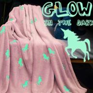 🦄 vangao unicorn glow in the dark blanket - pink throw for girls, boys, kids, and babies - soft & comfy flannel - decorative 40x60 inch christmas blanket for couch, bed, chair - unicorn gifts logo