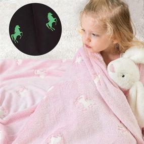 img 3 attached to 🦄 Vangao Unicorn Glow in The Dark Blanket - Pink Throw for Girls, Boys, Kids, and Babies - Soft & Comfy Flannel - Decorative 40x60 Inch Christmas Blanket for Couch, Bed, Chair - Unicorn Gifts