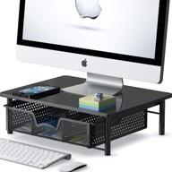 🖥️ enhance your workspace with simple houseware's versatile black computer monitor riser featuring a drawer logo