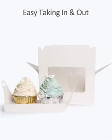 img 2 attached to 🧁 YoTruth White Cupcake Box with 2 Holders (50 Packs), 6.2 x 3.5 x 3.5 inch, Cupcake Carrier with Insert and Display Window Goodies Favor Candy Treat Boxs Muffin Carry Container