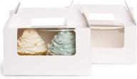 🧁 yotruth white cupcake box with 2 holders (50 packs), 6.2 x 3.5 x 3.5 inch, cupcake carrier with insert and display window goodies favor candy treat boxs muffin carry container логотип