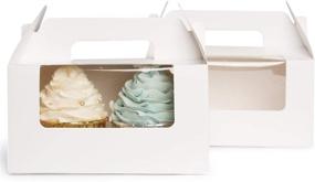 img 4 attached to 🧁 YoTruth White Cupcake Box with 2 Holders (50 Packs), 6.2 x 3.5 x 3.5 inch, Cupcake Carrier with Insert and Display Window Goodies Favor Candy Treat Boxs Muffin Carry Container