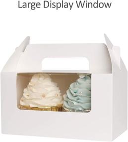 img 3 attached to 🧁 YoTruth White Cupcake Box with 2 Holders (50 Packs), 6.2 x 3.5 x 3.5 inch, Cupcake Carrier with Insert and Display Window Goodies Favor Candy Treat Boxs Muffin Carry Container