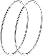 stunning 925 sterling silver large hoop earrings - circle endless huggie style for women & girls in 50/60/70/90mm sizes logo