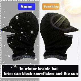 img 2 attached to 🧣 T WILKER 2Pcs Winter Knit Beanie Balaclava Hat and Mittens Set - Thermal Ski Mask Cap with Anti-Slip Touch Screen - Unisex for Women and Men