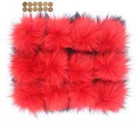 12pcs handmade red fluffy faux raccoon fur pompoms - perfect for knitted hats, scarves, shawls, keychains & accessories - 5.5 inches logo
