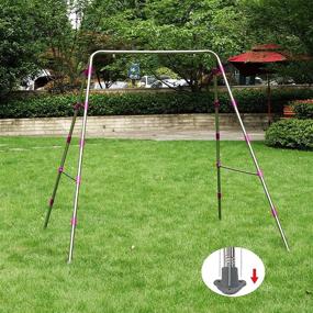 img 4 attached to 👶 Stainless Steel Toddler Swing Stand for Outdoor and Indoor Use – Detachable A-Frame Baby Swing Frame with Ground Stakes, Holds up to 200Lbs (Frame Only)