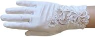 🧤 satin gloves for girls by zaza bridal with floral embroidery lace & pearls logo