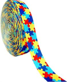 img 1 attached to 🧩 Autism Awareness Grosgrain Ribbon Hairbows - Craft Supplies, 7/8 Inch, 25 Yards