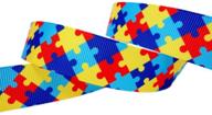 🧩 autism awareness grosgrain ribbon hairbows - craft supplies, 7/8 inch, 25 yards logo